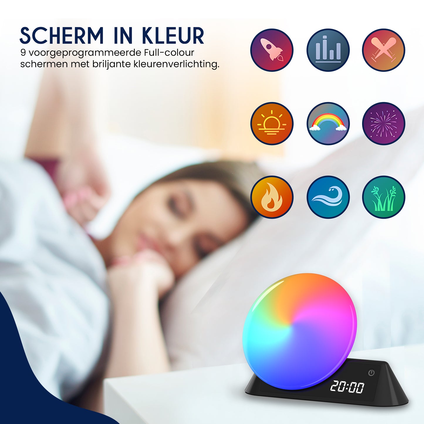 DreamSoothe® - Wake up Light - Lichtwekker - Digitale wekker met 15 slaap geluiden - met app- Bluetooth - Timer & Wekker- zwart