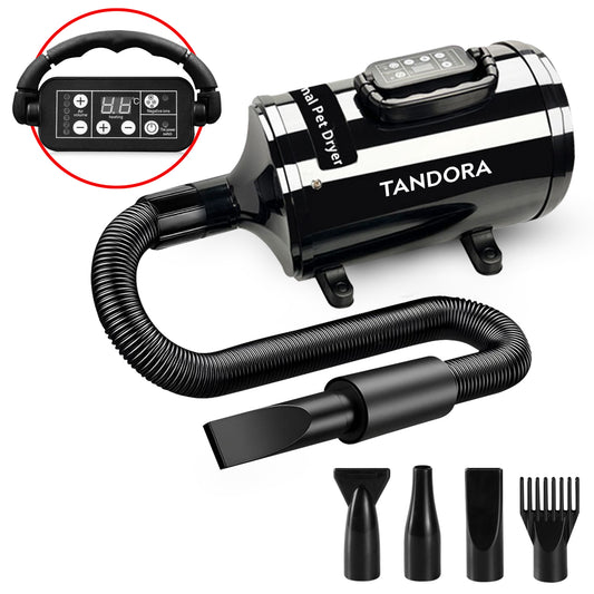 Specialistische hondenfohn - waterblazer voor Honden - Stil Model met geluidsdemper - Verstelbaar Vermogen - Honden Droger - Zwart