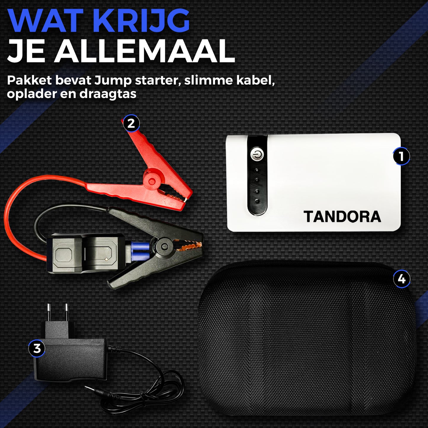 Tandora Jumpstarter voor auto 12K mAh