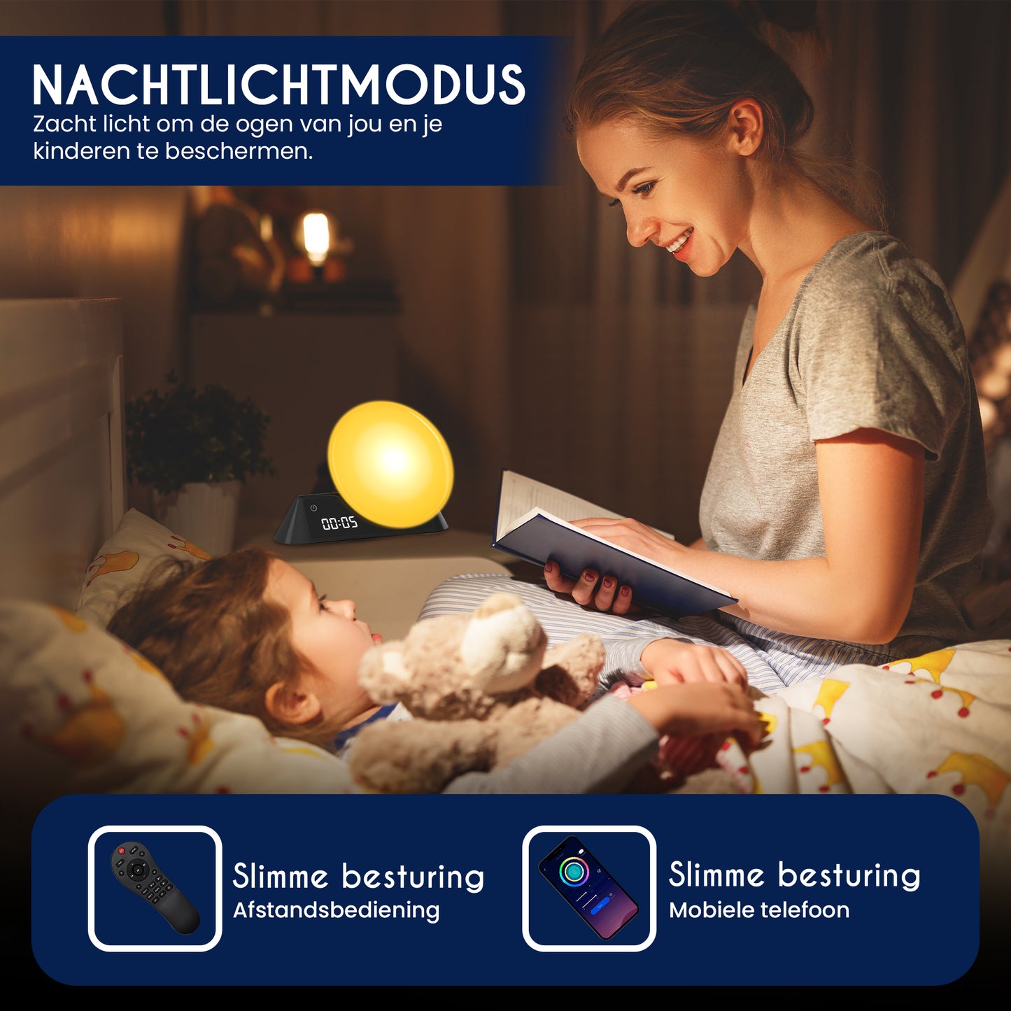 DreamSoothe® - Wake up Light - Lichtwekker - Digitale wekker met 15 slaap geluiden - met app- Bluetooth - Timer & Wekker- zwart