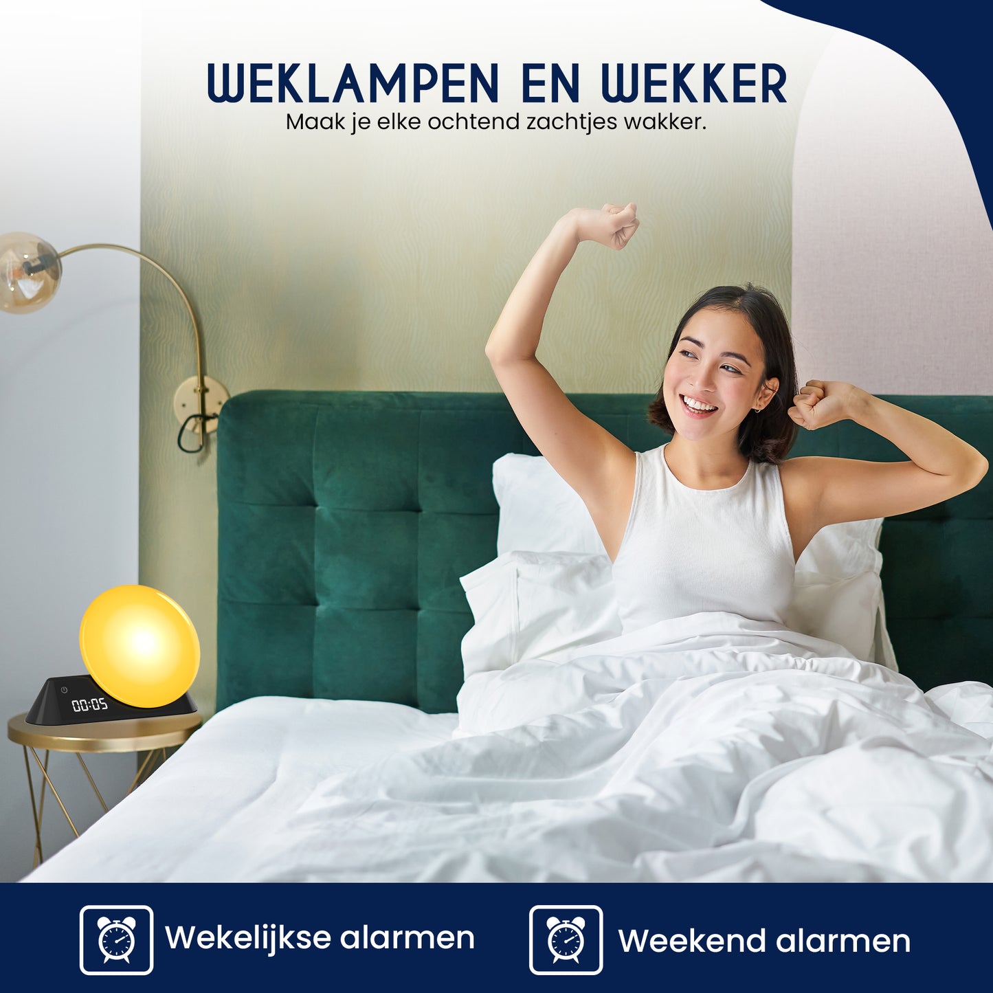 DreamSoothe® - Wake up Light - Lichtwekker - Digitale wekker met 15 slaap geluiden - met app- Bluetooth - Timer & Wekker- zwart