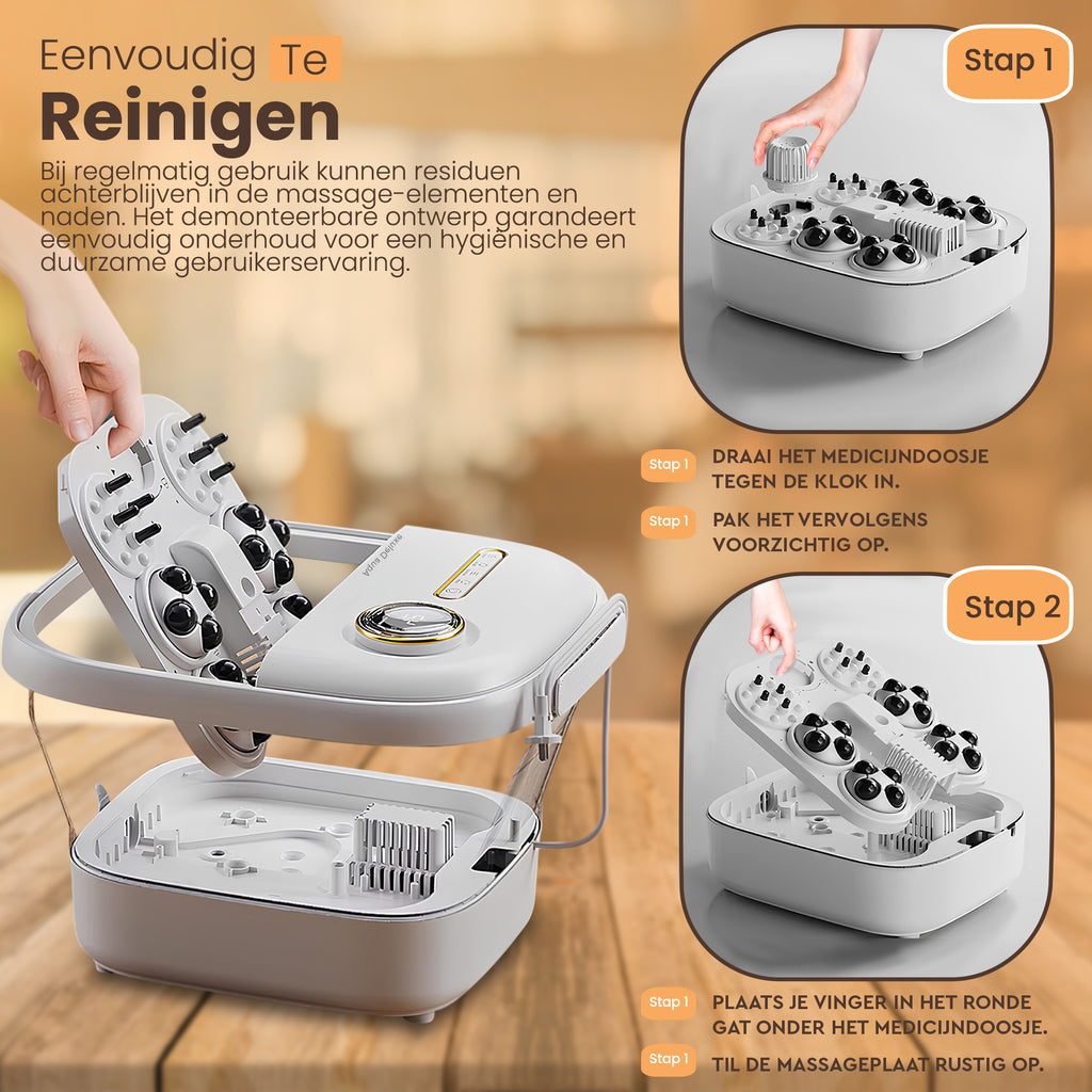 Aqua Deluxe® Automatische Voetenbad Massage - Voetmassage Apparaat - Voetenbaden Met Massage - Inklapbaar - Verwarming tot 48°C - zwart