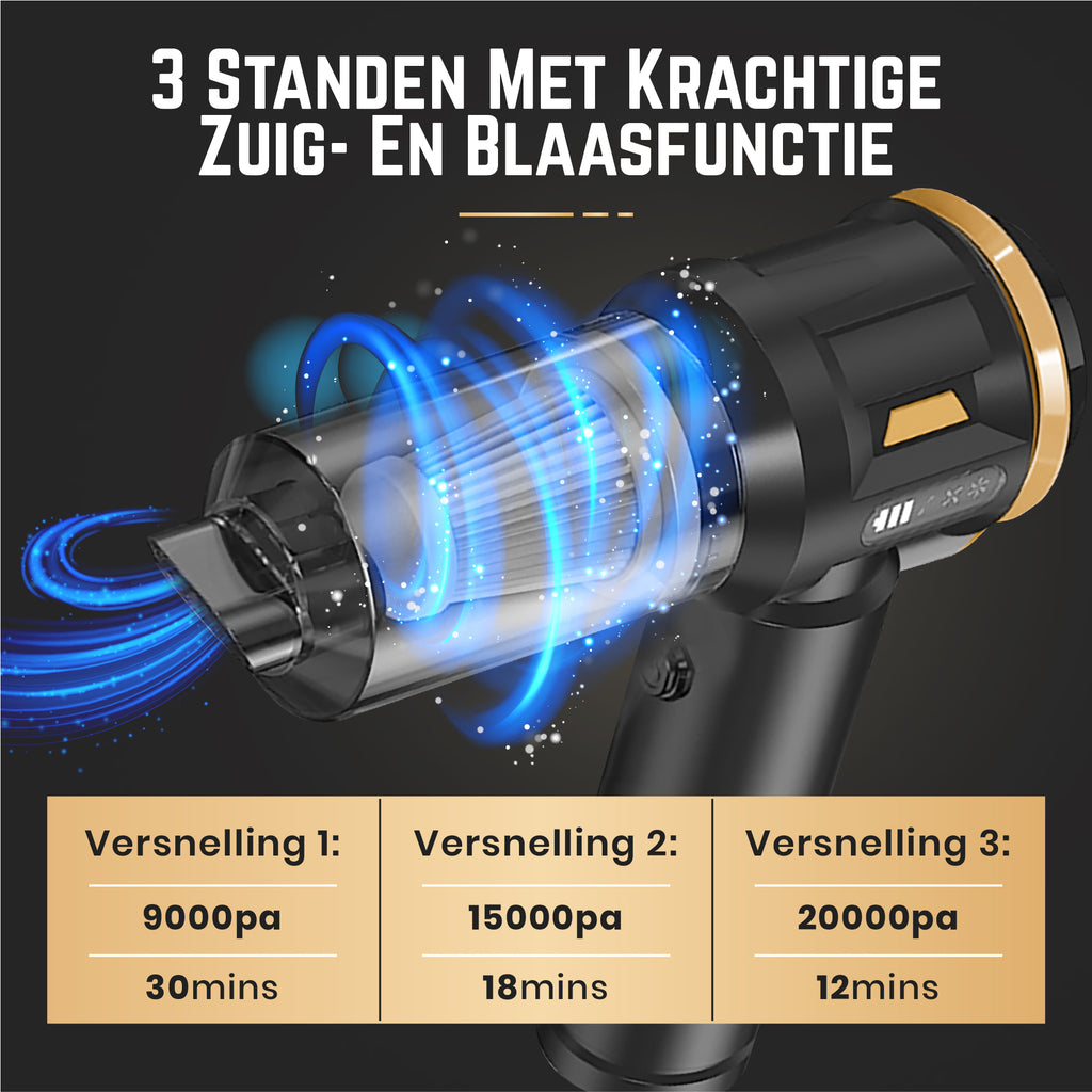 Tandora® Krachtige Air duster Ultimate pro - 95.000RPM - Blazen & Zuigen - oplaadbaar & Draadloos - perslucht - Compressed air - stofreiniger - Computer schoonmaakartikelen- zwart