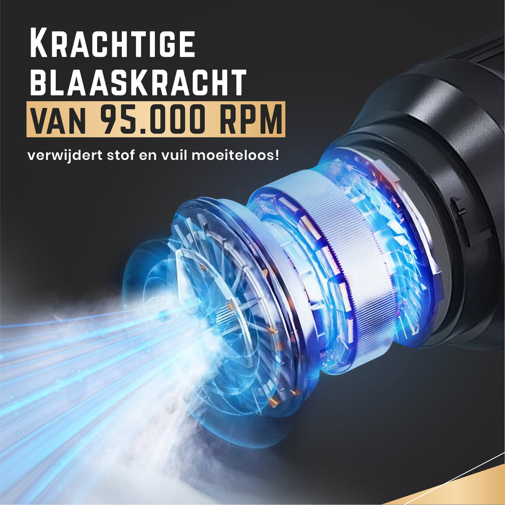 Tandora® Krachtige Air duster Ultimate pro - 95.000RPM - Blazen & Zuigen - oplaadbaar & Draadloos - perslucht - Compressed air - stofreiniger - Computer schoonmaakartikelen- zwart