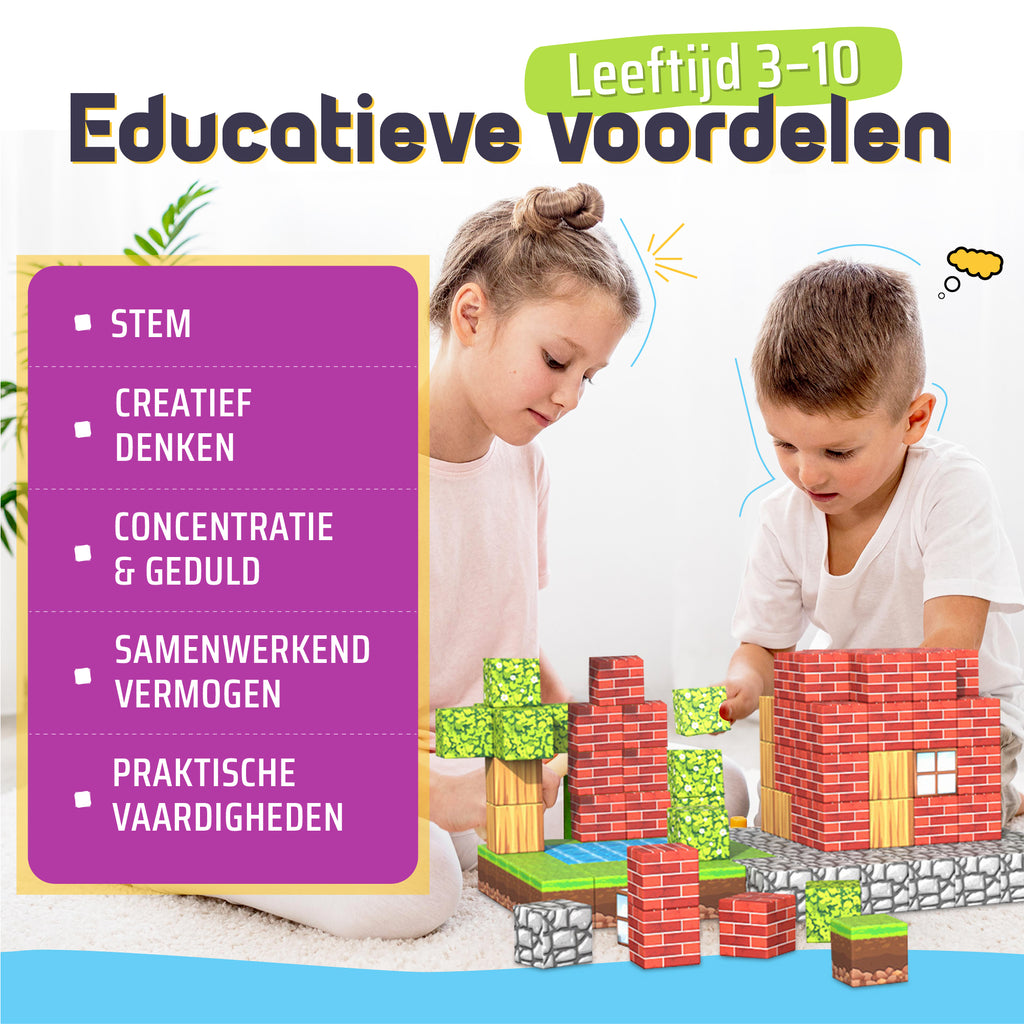 Magic Toy® - Magnetische blokken - 100 bouwstenen - Educatief Bouwspeelgoed voor Kinderen - montessori speelgoed - magneten speelgoed