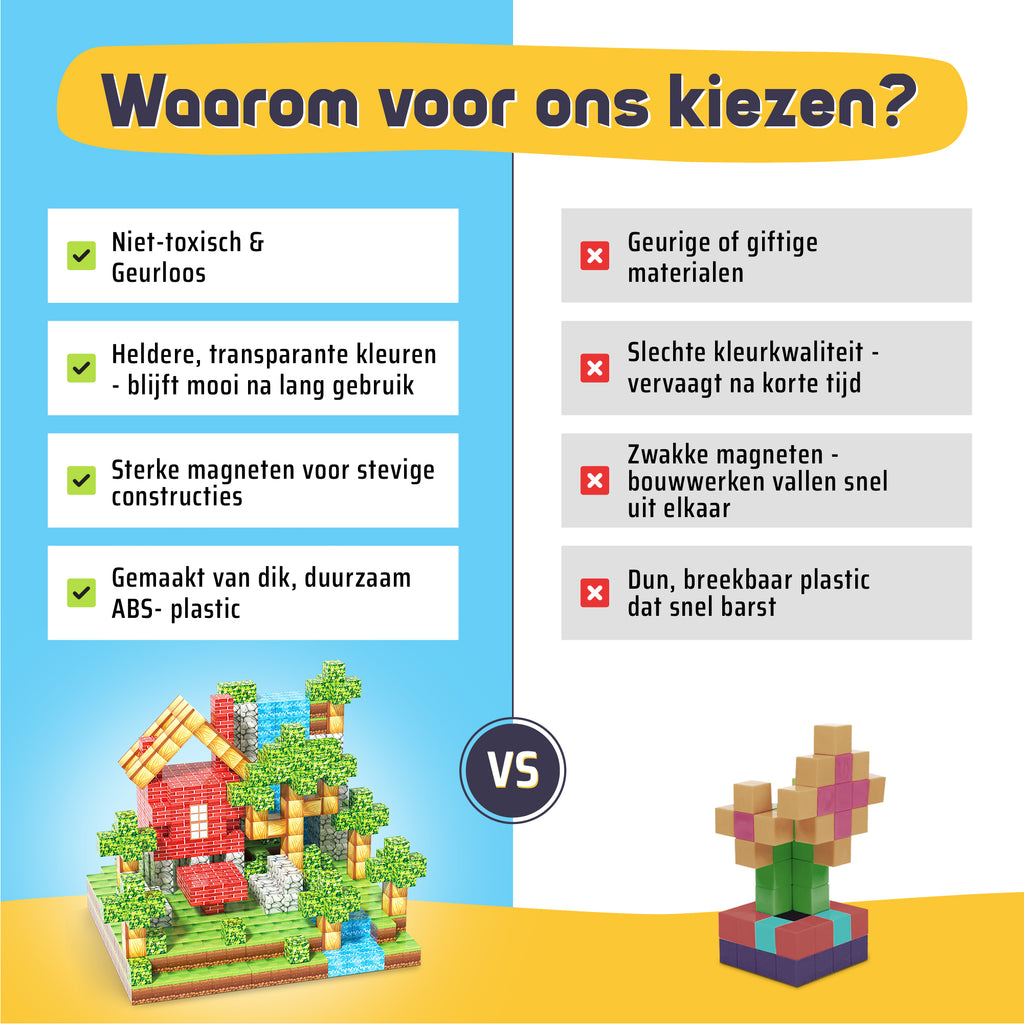 Magic Toy® - Magnetische blokken - 100 bouwstenen - Educatief Bouwspeelgoed voor Kinderen - montessori speelgoed - magneten speelgoed