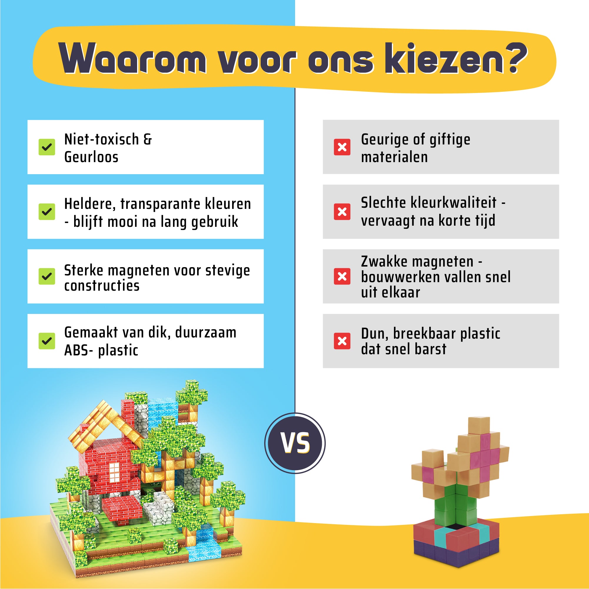 Magic Toy® - Magnetische blokken - 100 bouwstenen - Educatief Bouwspeelgoed voor Kinderen - montessori speelgoed - magneten speelgoed