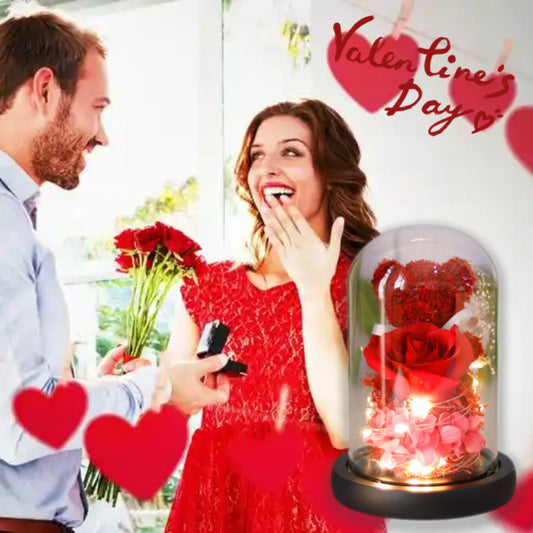 Valentijnsdag Cadeau Voor Vriendin Eeuwig Geconserveerde Rozenbloem Geschenkdoos Teddybeer Eeuwige Bloem Met Lichtjes Cadeau Voor Vrouwen Woondecoratie