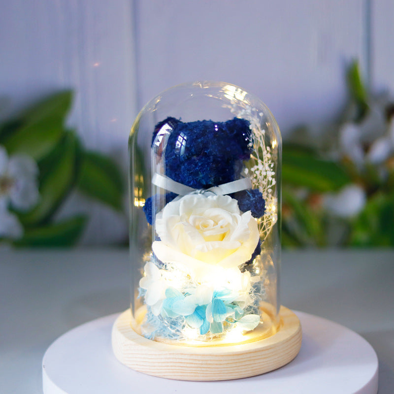 Valentijnsdag Cadeau Voor Vriendin Eeuwig Geconserveerde Rozenbloem Geschenkdoos Teddybeer Eeuwige Bloem Met Lichtjes Cadeau Voor Vrouwen Woondecoratie